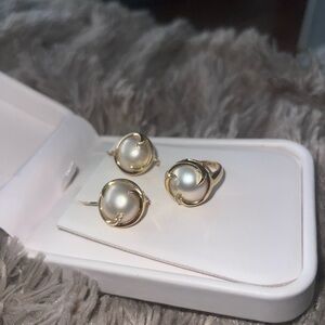 Elegant Gold Pearl Jewelry Set